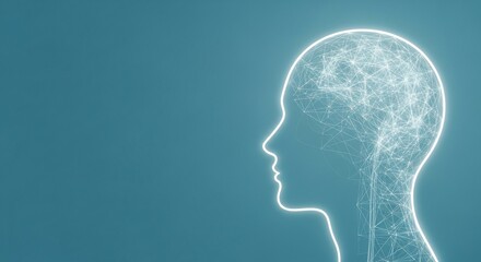 Unlock your mind with this modern human head outline on blue, a symbol of intelligence and innovation