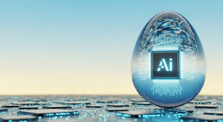 Futuristic AI technology concept with digital chip glowing, representing innovation and progress in tech industry