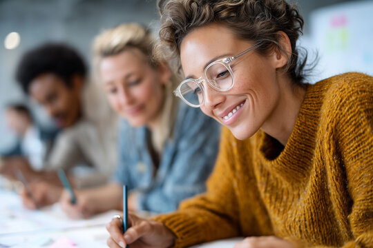 Close up, Creative advertising team planning new campaign - Powered by Adobe