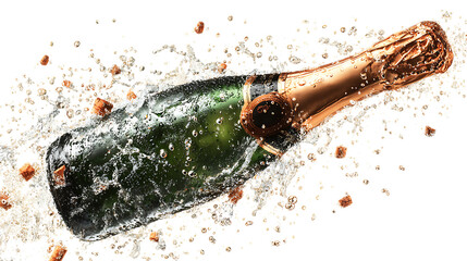 bottle of champagne on a white background