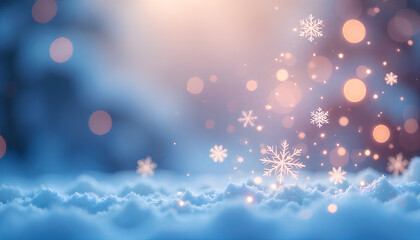 Snowflakes in Warm Winter Glow