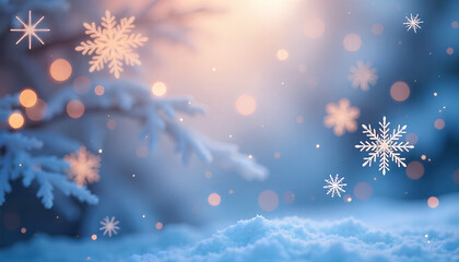 Snowflakes and Branches in Holiday Light