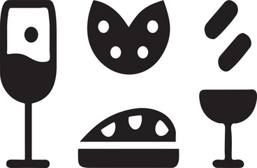 Italian Pasta and Pizza Flat Style Icon Collection – Traditional Cuisine Vector Symbol.