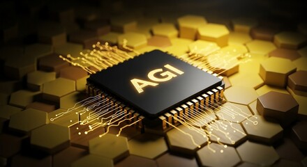 Advanced AI chip with glowing circuits represents future of artificial intelligence and innovation