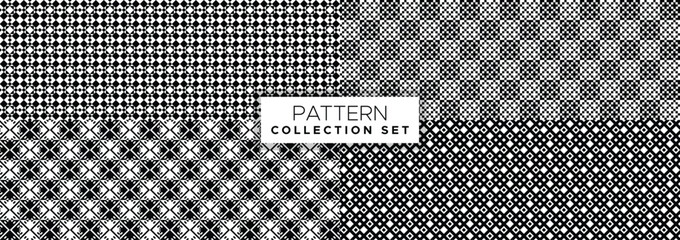 Set abstract Black and White Repeating Design with Modern Shapes square dots, checkered dots