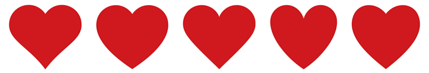 Red heart icons set vector