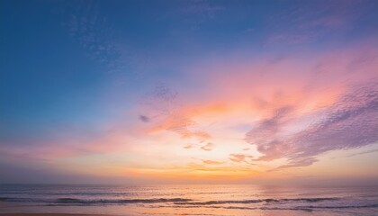 Obraz premium Vertical Ratio Size Of Sunset Background Sky With Soft And Blur Pastel Colored Clouds Gradient Cloud On The Beach Resort Nature Sunrise Peaceful Morning Instagram Toned Style