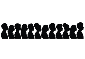 A row of diverse black silhouettes representing multiple people