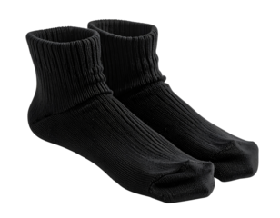  Folded Black Cotton Socks Isolated on Transparent Background, PNG Set 