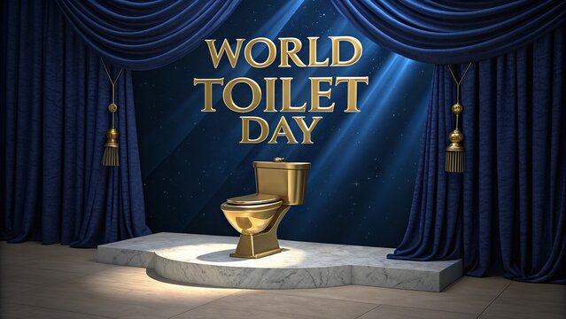World Toilet Day, Futuristic Smart Restroom with Touchless Sensors and Automated Clean Systems.