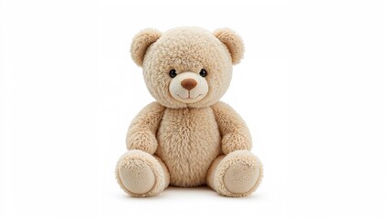 Obraz premium A cute beige teddy bear with a friendly face and round ears sitting upright.