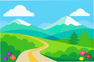 Fototapeta premium Landscape with road view