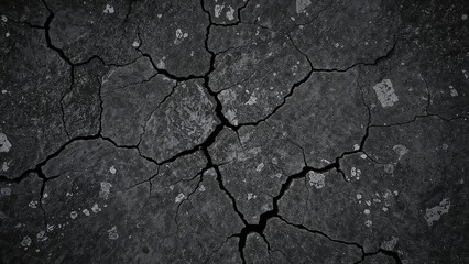 Obraz premium Cracked asphalt surface with visible fractures and rough texture.