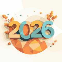 Colorful abstract 2026 happy new year vector design