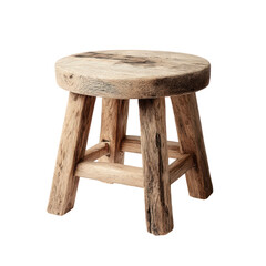 Vintage weathered wood seat, antique farmhouse furniture object isolated