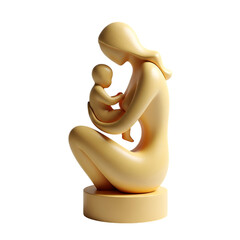 Stylized sculpture of a mother holding a baby, abstract, minimalist
