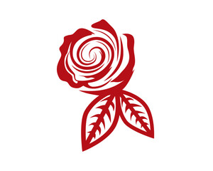 Simple Rose Flower Illustration visualized with Silhouette Style