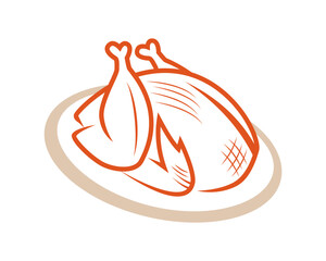 Turkey Meat on a Plate Illustration visualized with Silhouette Style