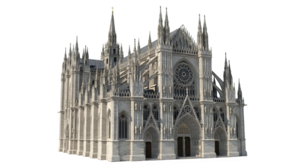 Exterior of a gothic cathedral with intricate details and architecture