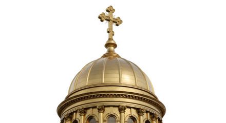 Golden dome with cross, showcasing architectural detail and religious symbolism