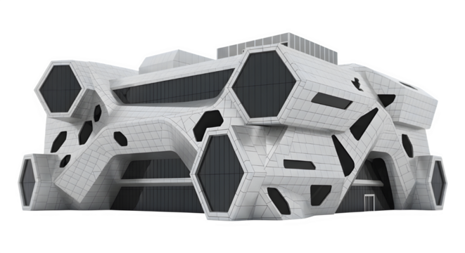 Modern building with a unique honeycomb design is an architectural marvel