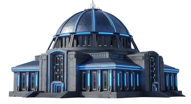 Futuristic government building with a dome is a symbol of power