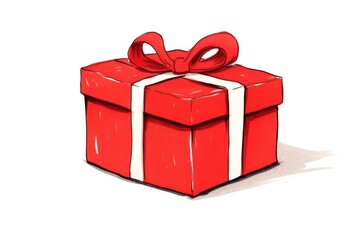 Obraz premium Red gift box white background celebration letterbox.
