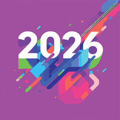 Colorful abstract 2026 happy new year vector design