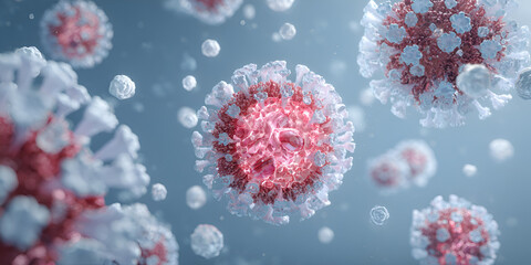 Soft-focus 3D virus particle cluster