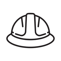 Simple line art icon of a hard hat