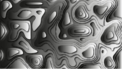 A topographic abstraction, executed in grayscale, creates the illusion of volumetric relief. The image represents a map of an unknown landscape or an organic structure.