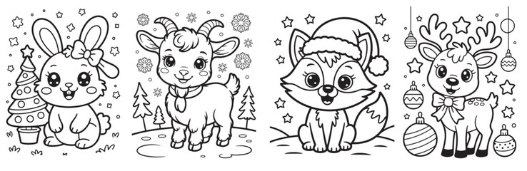Christmas Animals Coloring Pages
