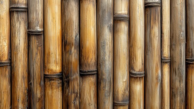 Bamboo plank background natural weathered texture vertical canes golden brown organic sustainable material backdrop for eco design projects