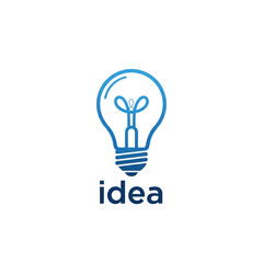 Blue light bulb idea concept logo, isolated on white vector graphic