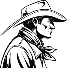 Black And White Cowboy Illustration