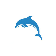 Fototapeta premium Blue Dolphin Jumping Logo Isolated on White Background Vector Icon