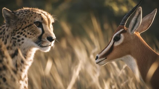 Cheetah and antelope in a natural habitat wildlife portrait