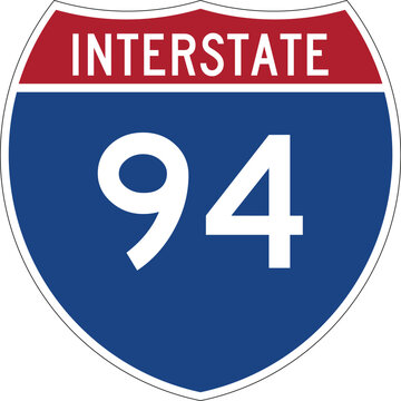 Interstate 94 Highway Shield Road Sign Editable Vector