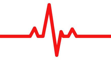 Simple red heartbeat line illustration representing life health and medical concepts