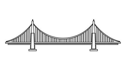Simple black and white illustration of a suspension bridge design