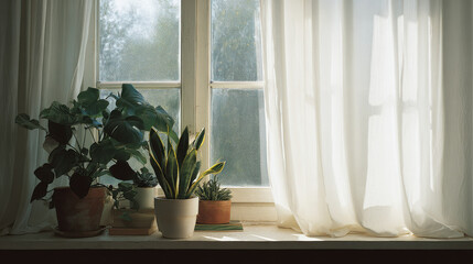 in cozy living room filled with natural light lush green plants thrive on windowsill
