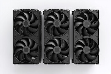 High-performance cooling fans lined up for effective airflow and thermal management in a tech setup Generative AI