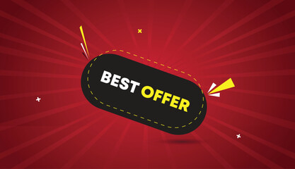 best offer vector art web banner template design label badge abstract background yellow black gray white bold text dark red light sun shine shapes business style graphic creative advertising layout sa