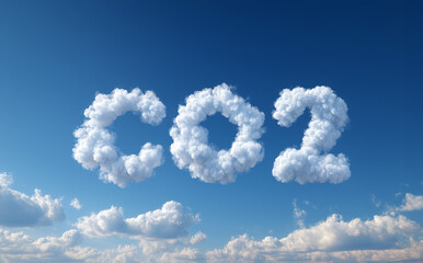 Clouds form CO2 in the sky during a clear day, raising awareness about climate change and air quality Generative AI