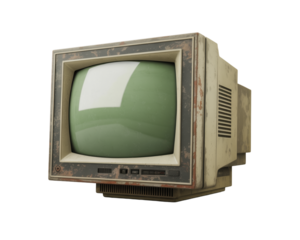 Vintage retro analog CRT television set isolated on a white background
