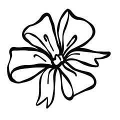 Ribbon bow line art illustration. Minimal continuous line drawing of ribbon bow, perfect for logo design, packaging, greeting cards, wedding decor, and fashion accessories.