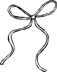 Ribbon bow line art illustration. Minimal continuous line drawing of ribbon bow, perfect for logo design, packaging, greeting cards, wedding decor, and fashion accessories.