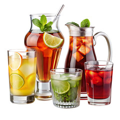 Drinks set on a isolated white background. PNG