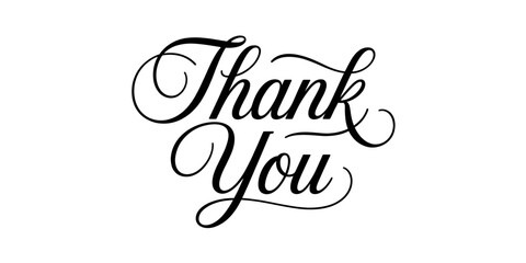 Elegant thank you calligraphy decorative lettering for greeting cards invitations and appreciation messages isolated on white