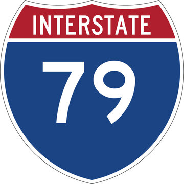 Interstate 79 Highway Shield Road Sign Editable Vector